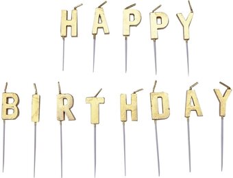 Amscan Verjaardagskaarsjes Happy Birthday 7,5 Cm Goud 13 Stuks