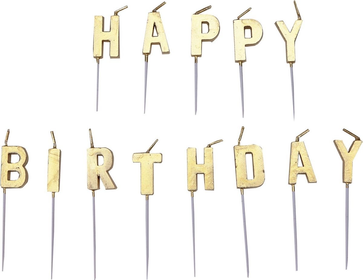 Amscan Verjaardagskaarsjes Happy Birthday 7,5 Cm Goud 13 Stuks