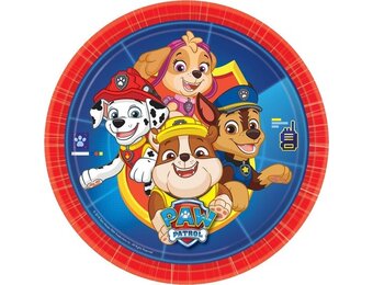 PAW Patrol - Wegwerp Borden - 23cm - Rood/Blauw - 8 stuks