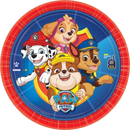 PAW Patrol - Wegwerp Borden - 23cm - Rood/Blauw - 8 stuks