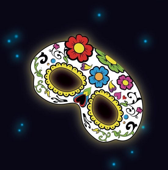 Amscan Masker Glow In The Dark Bloemen