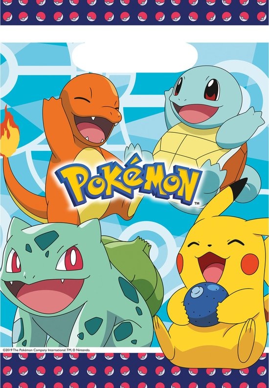 AMSCAN - 8 plastic Pokémon cadeauzakjes - Decoratie > Feestzakjes