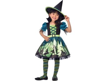 Kinderkostuum Witch Meisjes Polyester Groen Heksen kostuum  Maat 6-8 Jaar