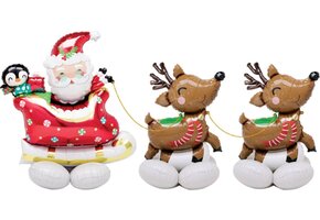 Airloonz - Kerstman en Rendieren 251 x 129 cm