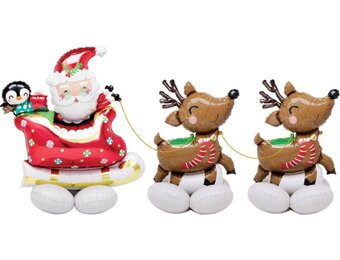 Airloonz - Kerstman en Rendieren 251 x 129 cm