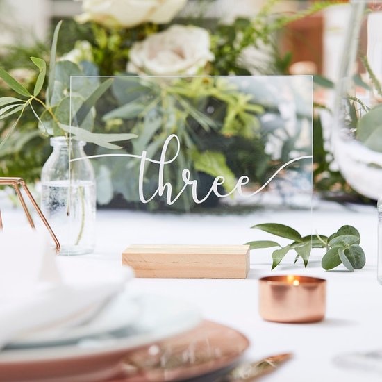 TAFELNUMMERS | ACRYL | 12 STUKS | BOTANICAL WEDDING | GINGER RAY | TAFELSCHIKKING