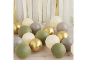Set Ballonnen mini Olijf & Goud - 40 stuks