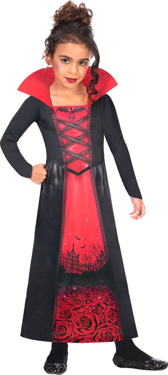 Amscan Verkleedjurk Rose Vampiress Meisjes Rood/zwart Mt 8-10 Jaar