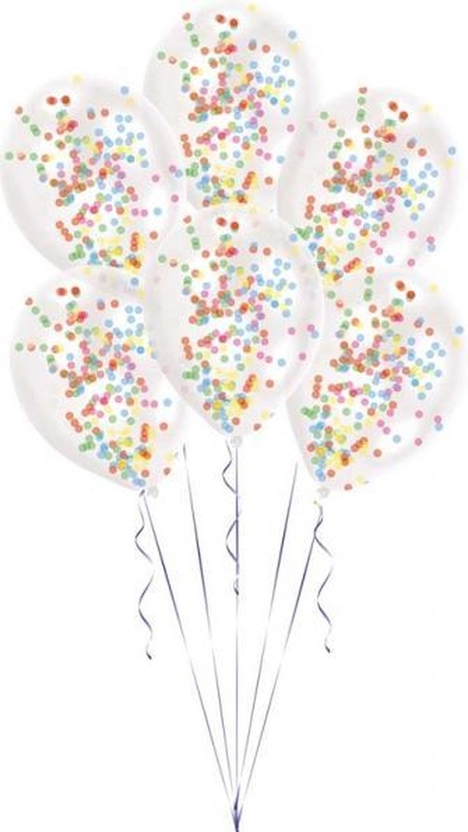 Confettiballonnen 27,5 X 11 Cm Latex Transparant 6 Stuks