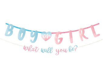 Geboorteslinger The Big Reveal 187 Cm Papier Blauw/roze