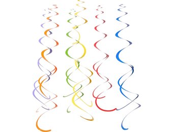 12 gekleurde spiralen hangversiering - Decoratie > Slingers en hangdecoraties