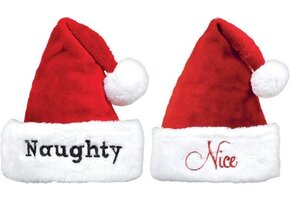 2 kerstmutsen Naughty & Nice