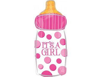 Geboorte Ballon Meisje - Its A Girl - Aluminum ballon - Folieballon Baby Bottle Girl 25 X 58 cm Roze