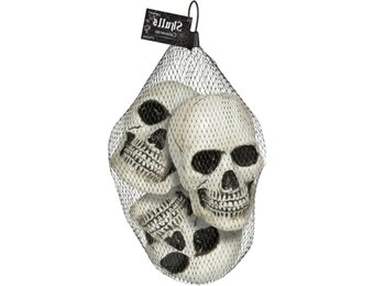 Horror/Halloween doodskoppen/schedels - 3x - wit/zwart - 10 cm - kunststof