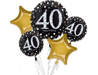 Boeket Sparkling Birthday 40 5 Folie Ballonnen