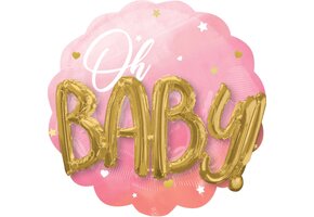 Folieballon Oh Baby Girl Roze 76 cm