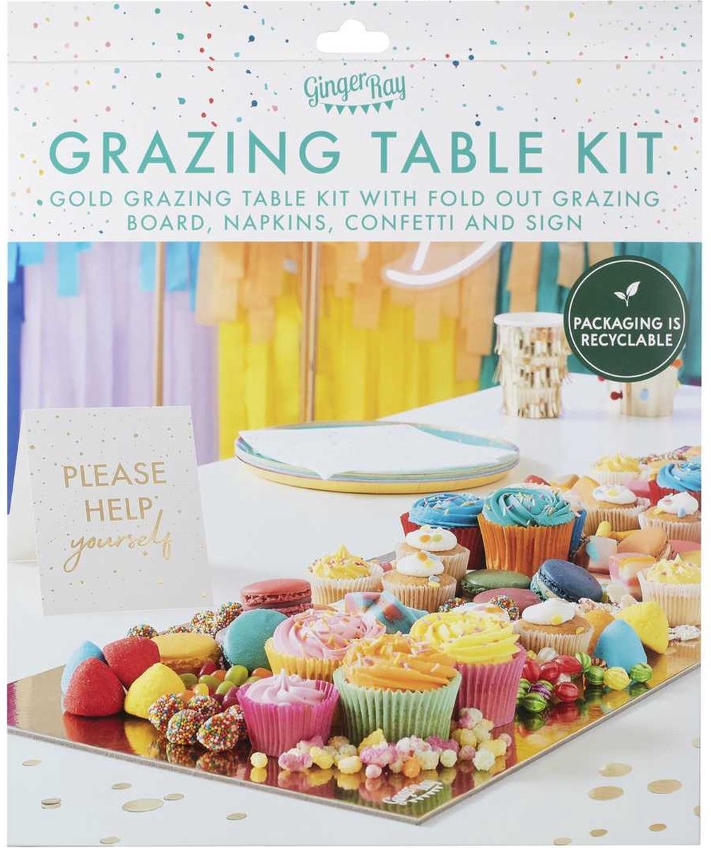 Grazing board Gold Presenteerbord incl. servetten, confetti en een kaart
