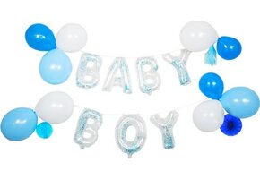 Decoratieset Ballon Slinger Baby Jongen Latex / Papier / Plastic 23 Onderdelen