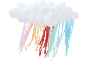 Ginger ray - Ballonnenboog met regenboog steamers - Ballon - WitMulticolor