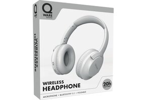 Qware - Draadloze Koptelefoon - Draadloos- Bluetooth 5.1 - Headset - Headphone - Volumeknoppen - USB-C - 20h luisteren op 50% - Vouwbaar Design - Wit