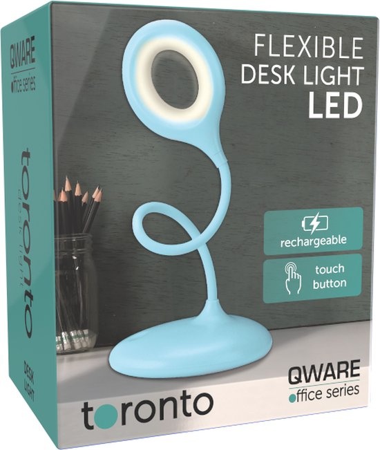 Qware Office - Flexible Desk Light - Led lamp - Toronto 39 cm - Bureaulamp - Blauw - Dimbaar