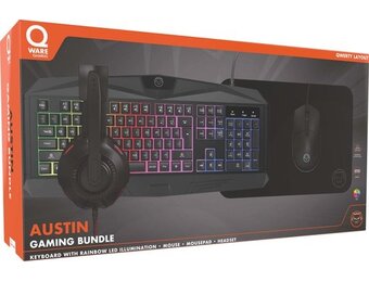 Qware Gaming - PC Gaming Bundel - Keyboard - Muismat - RGB LED Koptelefoon - Muis - Austin - Qwerty