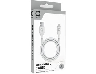 Qware - USB A to USB C - Kabel - Cable - Fast charge - Snel laden - 1 meter - Siliconen - Knoop vrij - Extra flexibel - Wit