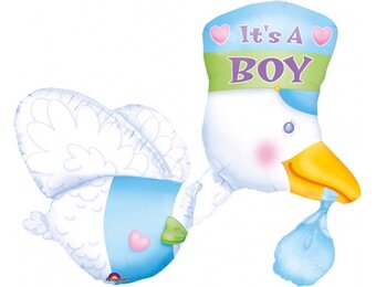 Amscan Folieballon Ooievaar It´s a boy 32x81cm