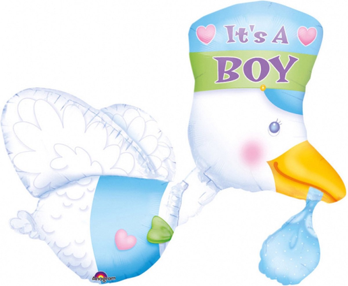 Amscan Folieballon Ooievaar It´s a boy 32x81cm