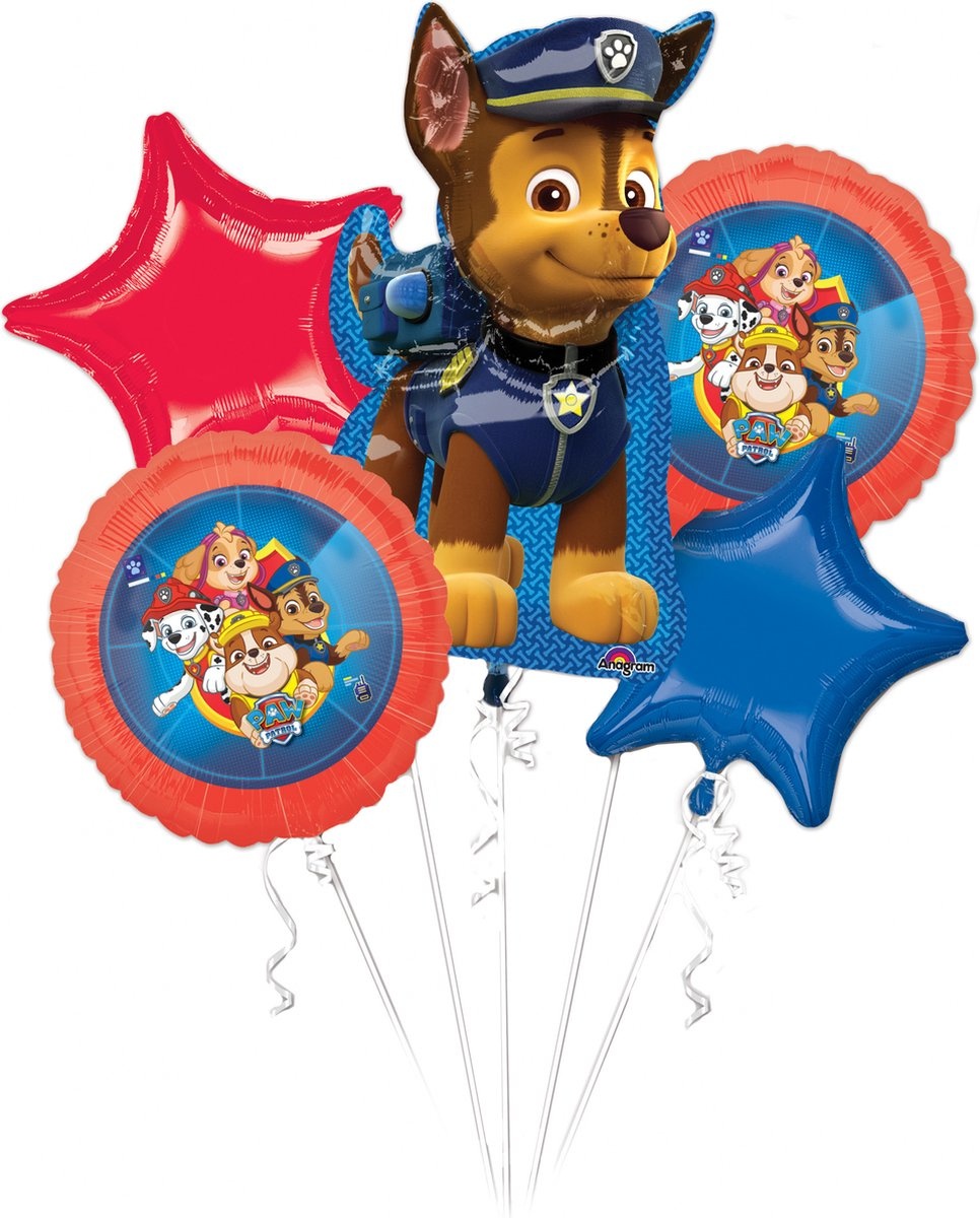 PAW Patrol - Ballon - Folie - Rood/Blauw - 78 cm - set van 5 ballonnen