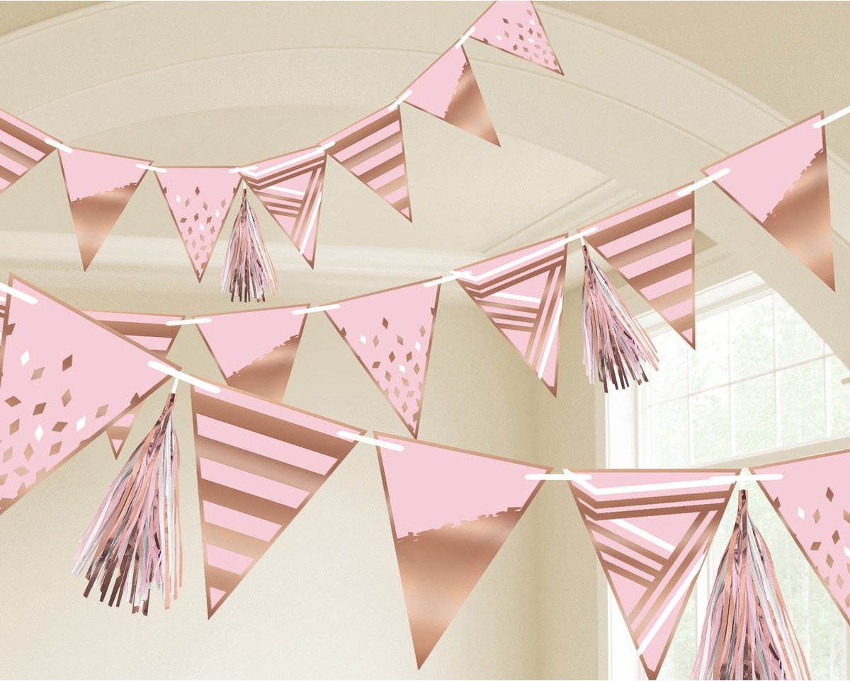 Amscan Vlaggenlijn 255 Cm Papier Roze/goud