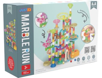 JUST23 Knikkerbaan Ultimate Set - Marble Run - 150 Onderdelen - Glow in the dark knikkers 30ST - Speelgoed van 3 Tot 13 Jaar