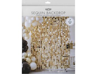 Ginger Ray Sequin Champagne Gold Hanging Backdrop - Glitter decoratie gordijn 2m