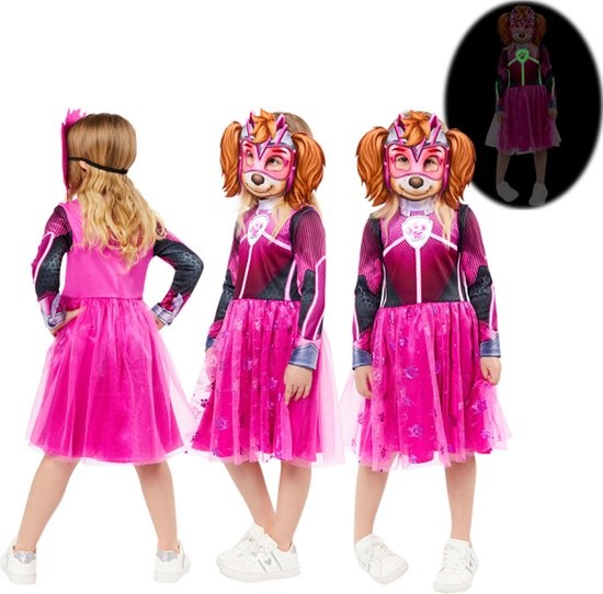 Skye Paw Patrol Movie (Glow in the Dark) Kind Kostuum 4-6 jaar