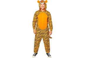 Tijger Onesie Met Capuchon Volwassenen - Maat XL/XXL