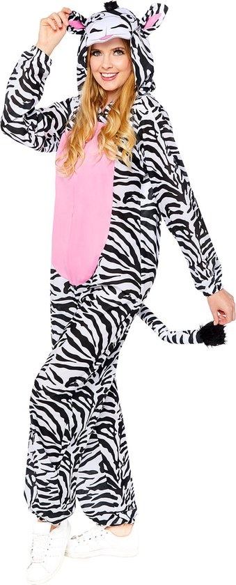 Zebra Onesie Met Capuchon Volwassenen - Plussize XL