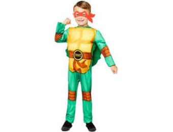 AMSCAN - Ninja Turtle kostuum met 4 maskers voor kinderen - 92/104 (3-4 jaar)
