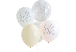 Ginger Ray - Ballonnen baby shower - floral Hello Baby - 5 stuks