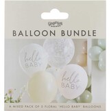 Ginger Ray - Ballonnen baby shower - floral Hello Baby - 5 stuks