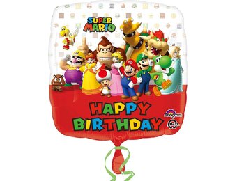 Amscan - Nintendo - Super Mario - Happy Birthday Folie ballon - Helium ballon - Leeg - 1 Stuk