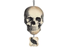 AMSCAN - Doodskop decoratie met raaf in glitters - Decoratieschild Halloween