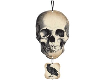 AMSCAN - Doodskop decoratie met raaf in glitters - Decoratieschild Halloween