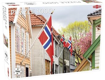 Tactic Street in Bergen – Puzzel – 1000 stukjes – Historisch Noors Straatbeeld – Strak en Rustgevend Ontwerp – Hoogwaardige Scandinavische Kwaliteit