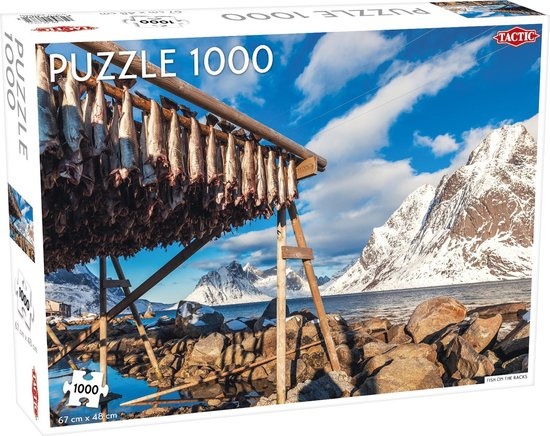 Tactic Fish on the Racks – Puzzel – 1000 stukjes – Scandinavisch Kustleven – Strak en Rustgevend Ontwerp – Hoogwaardige Scandinavische Kwaliteit