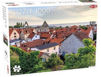 Tactic Visby Gotland – Puzzel – 1000 stukjes – Middeleeuwse Zweedse Stad – Strak en Rustgevend Ontwerp – Hoogwaardige Scandinavische Kwaliteit