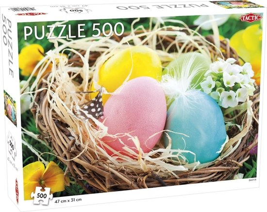 Tactic Easter – Puzzel Pasen – 500 stukjes – Vrolijk Paasthema vol Lente en Kleur – Strak en Rustgevend Ontwerp – Hoogwaardige Scandinavische Kwaliteit