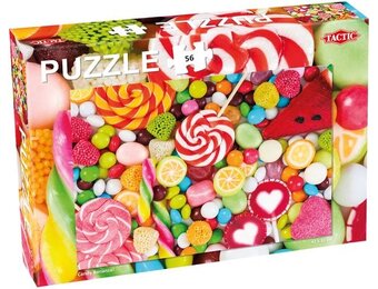 Tactic Candy Bonanza! – Puzzel – 56 stukjes – Vrolijk Snoepthema vol Kleur – Strak en Rustgevend Ontwerp – Hoogwaardige Scandinavische Kwaliteit