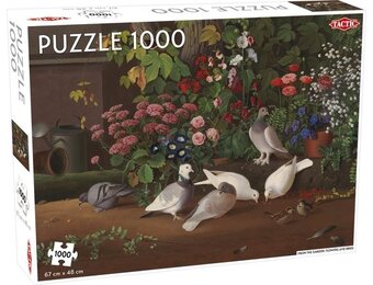 Tactic Flowers and Birds – Puzzel – 1000 stukjes – Decoratieve Natuurillustratie – Strak en Rustgevend Ontwerp – Hoogwaardige Scandinavische Kwaliteit