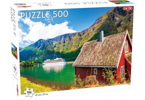 Tactic Flåm – Puzzel – 500 stukjes – Noors Fjordenlandschap – Strak en Rustgevend Ontwerp – Hoogwaardige Scandinavische Kwaliteit
