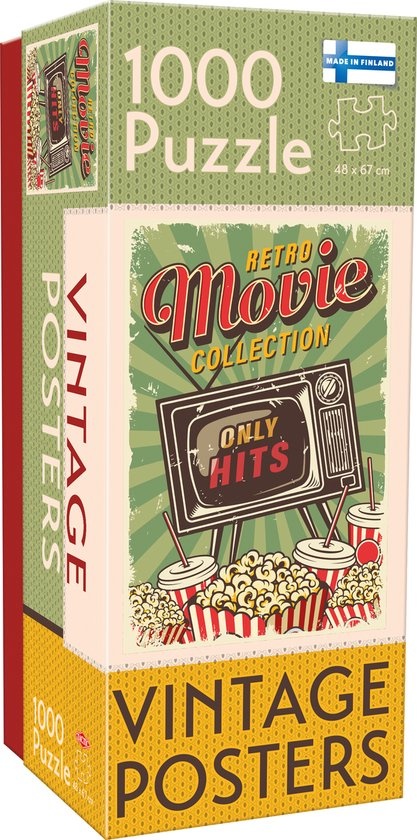 Tactic Vintage Retro Movie Collection – Puzzel – 1000 stukjes – Klassieke Cinema in Retro Stijl – Strak en Rustgevend Ontwerp – Hoogwaardige Scandinavische Kwaliteit